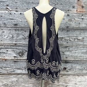Free people boho flowy embroidered tank top